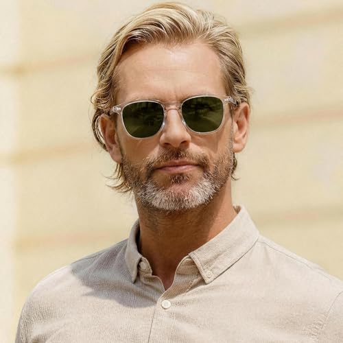 Image of CARFIA Retro Cool Acetate Polarized Sunglasses for Men UV Protection, Outdoor Fashion Driving Eyewears Male Square Sunnies