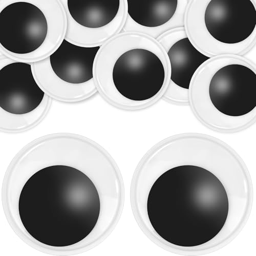 JAXICREY 50 mm Large Googly Eyes Self Adhesive 10 Pcs Big Stick on Wiggle Googly Craft Eyes for Crafting Black Eye Stickers Goggly Craft for Crafts DIY Scrapbooking Toys Accessories