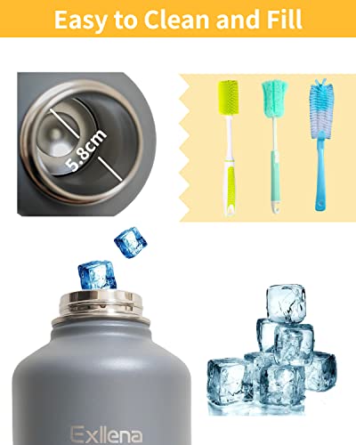 Exllena 2 Litre Stainless Steel Water Bottle, Double Insulated Water Bottles with Two Lids and Protective Silicone Boot - Image 4