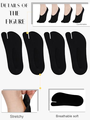 Image of Bencailor Women Tabi Socks Summer Thin No-show Socks 2-toe Split Sock for Flip Flops Sandals Flats Sneakers