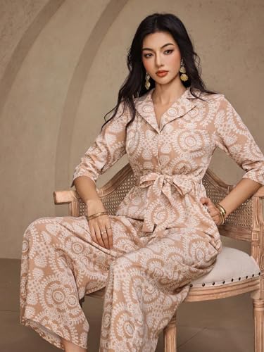 Image of LITZO Dress for Women | Long Rayon Dress for Women's | Floral Wide Leg Long Jumpsuit with Pockets | Regular Jumpsuit for Women (134-136)