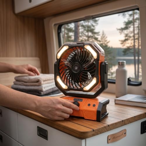 Ventilador de camping portátil recargable con batería de 20000 mAh 3