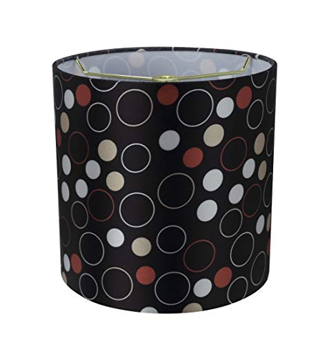 Aspen Creative 31232A Transitional Drum (Cylinder) Shaped Spider Construction Lamp Shade in Black with Multi-Colored Dotted Design, 8" Wide (8" x 8" x 8")