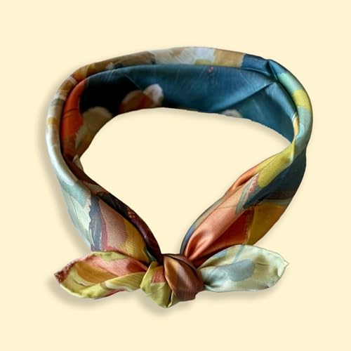 100% Silk Square Scarf - Rabbit 27x27"/70x70cm, Mulberry Twill Silk Bandana with Hand-rolled Edges, Oil Painting Bunny, Gift for her and him4