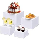 Lidzopas 4 Piezas Cajas De Acrílico Blanco Para Ensayos De Buffet Y Soporte, Elevadores Buffet Soporte para Pasteles Boda, Alimentos Elevadores de Alimentos, Accesorios para Magdalenas Coleccionables