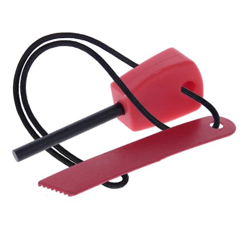 Pedernal de Magnesio, Mechero Encendedor Iniciador de Fuego, Campo, Camping Hoguera, Rojo