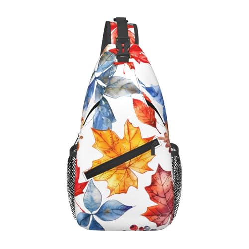 Mochila deportiva estilo Sling con patrón de hojas otoñales miniatura 1