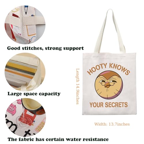 Bolso tote inspirado en la película Hooty, con diseño de búho para fans de Hooty, regalo para amantes de personajes animados (HootyKnowsToteS) miniatura 4