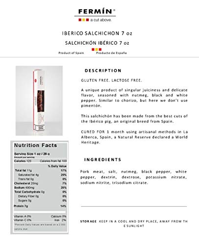 Fermin Pork Dry-Cured Salchichon Iberico Sausage ( Salchichon Iberico ) 7 Oz ( 200 Gr ) #TOP2