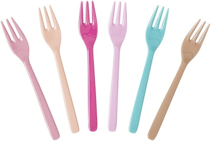 MeeTo Plastic Kids Feeding Fork Spoon 10 Pieces Multi-Color (Fork Spoon)