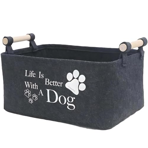 MXYZQDE Hundespielzeug Aufbewahrung, Spielzeug Aufbewahrung Box aus Filz, Aufbewahrungsbox Filz für Hundespielzeug, 38 x 25 x 18 cm, Ideal für Wohnzimmer und Reisen
