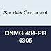 Sandvik Coromant, CNMG 434-PR 4305, T-Max P Insert for Turning, Carbide, Diamond 80?, Neutral Cut, 4305 Grade, Ti(C,N)+Al2O3+TiN, Inveio? Coating Technology (Pack of 10)