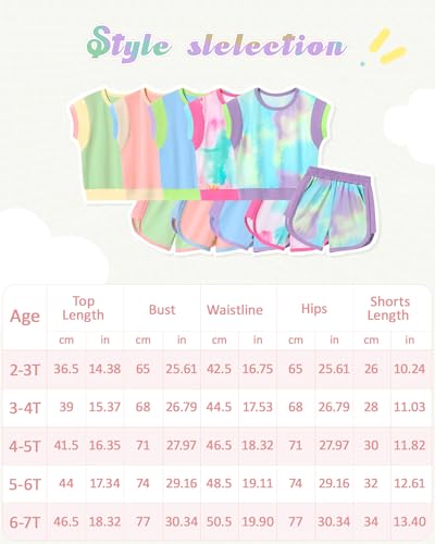 Image of SANMIO Toddler Girl Clothes Summer Toddler Girls Color Block Short Sleeve Shorts Sweatsuit Outfits 2 Piece Clothing Set
