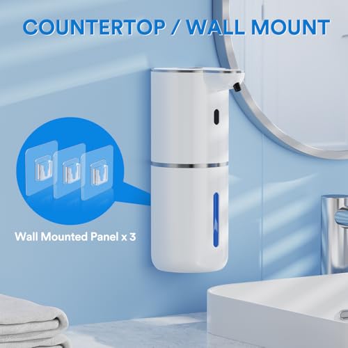 Seifenspender Automatisch mit digitaler Anzeige,380ml Elektrischer Seifenspender mit Sensor,Wandmontage,Berührungslos,USB Wiederaufladbar IPX5 Wasserdicht Schaumseifenspender für Bad,Küche