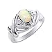 Juego de anillos de ópalo y diamante en plata de ley Imagen de Juego de anillos de ópalo y diamante en plata de ley