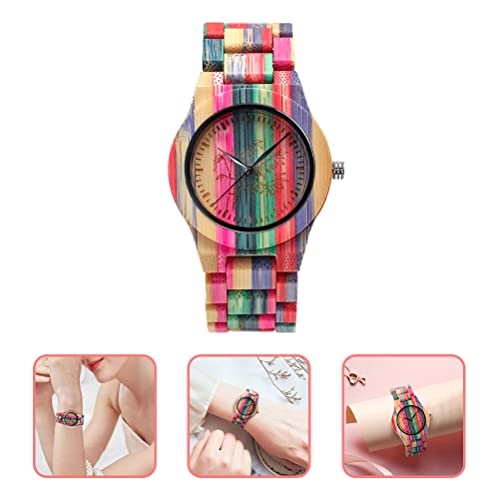 VILLCASE 1 pc Bambu Wood Wrist Watch relógio de pulso fresco diário casual relógio de quartzo