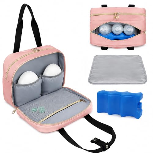 Bolsa para extractor de leche portátil, bolsa de almacenamiento para sacaleches con compartimento enfriador, bolsa para extractor de leche con bolsa de hielo y correa para el hombro, funda de