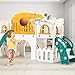 Toddler Slide 8 in 1 Toddler Playset for Toddlers Age 1-3, Baby Playset for Indoor Outdoor Playground with Climber, Crawling Tunnel, Basketball Hoop, Telescope, Toy Storage