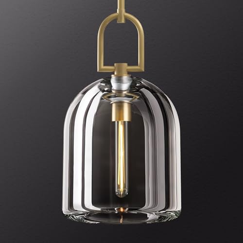 ZHTIECHUI Crystal Brass Pendant Light Fixtures, Modern 8inch Pendant Lights Kitchen Island, Island Lights for Kitchen,Crystal and Gold Pendant Light, Indoor Pendant Lighting,E12 Bulb Included