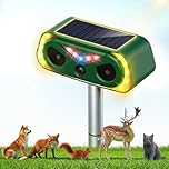 Ultrasonic Cat Repellent for Gardens UK, Solar Powered Animal Scarer With PIR Sensor & LED Light, Ip65 Waterproof Outdoor Animal Repeller, Cat Deterrent For Garden for Foxes, Squirrels