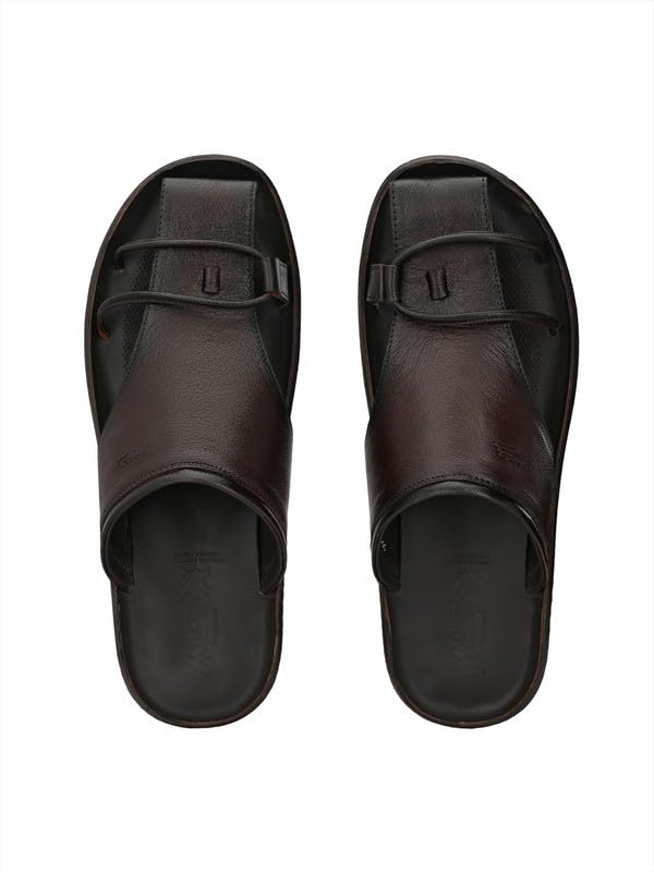 Image of HITZ Men's Brown Leather Casual Slippers