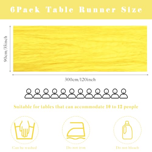 Yellow 6 Pieces Cheesecloth Table Runner 10FT Runner for Tables Gauze Fabric Boho Table Runner Decoration Rustic Sheer Runner for Wedding Shower Birthday Party Table Arbor Decor (35 x 120 Inches Long) by Sunnyline - Used condition - Image 3