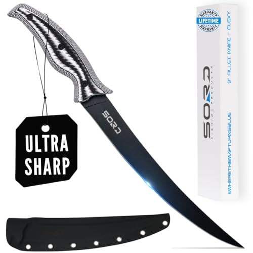 SORD Fillet Knife - 5-9" Filet Knives For Fish - Razor Sharp Boning Knife - Saltwater and Freshwater Fishing - Includes Kydex Sheath - Full Tang Blades | G10 Non Slip Grip | Corrosion Resistant