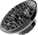 DIFFUSOR AUFSATZ FÖHN, DIFFUSER FÖHN, UNIVERSAL HAAR DIFFUSOR ANPASSUNGSFÄHIG FÜR TROCKNER MIT DÜSE D = 3.5-6.6 CM FÜR LOCKIGES ODER WELLIGES HAAR STYLING MAXIMALES VOLUMEN OHNE FRIZZ, SCHWARZ
