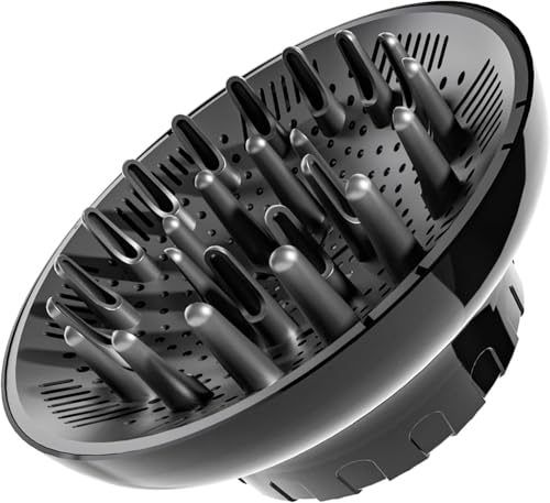 Diffusor Aufsatz Föhn, Diffuser Föhn, Universal Haar Diffusor Anpassungsfähig für Trockner mit Düse D = 3.5-6.6 cm für lockiges oder welliges Haar Styling Maximales Volumen ohne Frizz, Schwarz