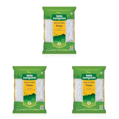 Image of Tata Sampann, High in Fibre Poha, 1kg (Pack of 3)