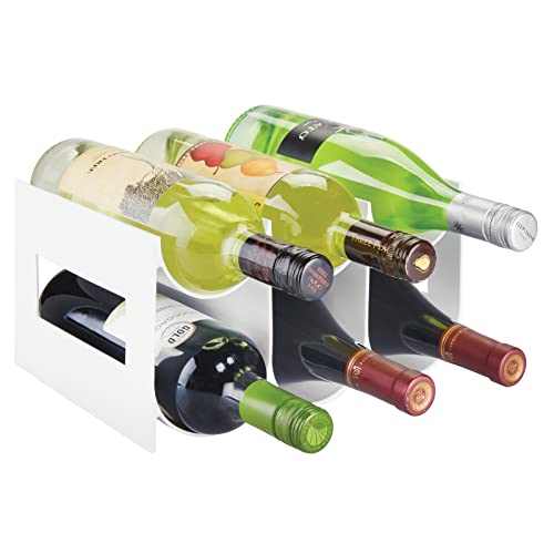 Mdesign Plastic Modern Free-Standing Bottle Rack Storage Organizer Holder For Kitchen, Cabinet, Pantry, Fridge, Freezer Organization - Hold Water Bottles, Wine - Lumiere Collection - White #TOP6