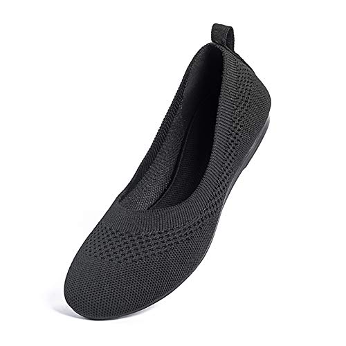 Frank Mully Women's Ballet Flat Shoes Round Toe Slip On Ballerina, 8.5, 017Black #TOP19