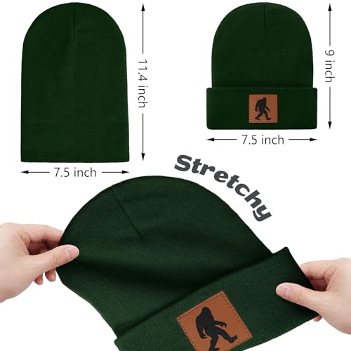 Image of Bigfoot Beanie for Men - Sasquatch Hat Winter Knit Cuffed Beanie for Women - Bigfoot Gifts for Christmas & New Year