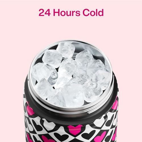 Image of ENCOOL Insulated Water Bottle with Straw Stainless Steel Water Bottle, Leak-Proof, BPA-Free, Keeps Cold for 24 Hours for Sports, Travel, School (26 oz,Bold Hearts Valentine x White)