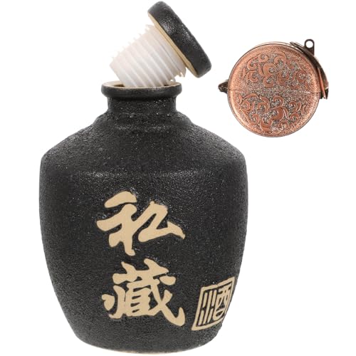 PRETYZOOM Pot à Vin en Céramique Style Vintage Cruche pour Vin Blanc Bouchon Scellé Récipient à Vide pour Maison