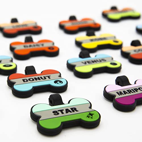 Silent Dog Tag Personalized with 5 Lines of Custom Deep Engraved Durable Soundless Silicone Pet ID Name Tag Bone Design Pink - Thumbnail 3