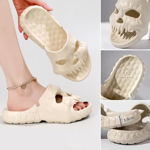 Jfxgjuv Skull Slides Sandals for Women Men, Pillow Slippers with Arch Support, EVA Thick Sole Non Slip Quick Drying Cloud Slippers Bathroom Pool Beach Shoes4