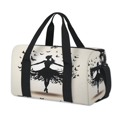 Black Gym Bag for Women, Duffle Bag for Travel Sport, Lightweight Waterproof Carry on Weekender Dance Yoga Workout Bags, Ballerina