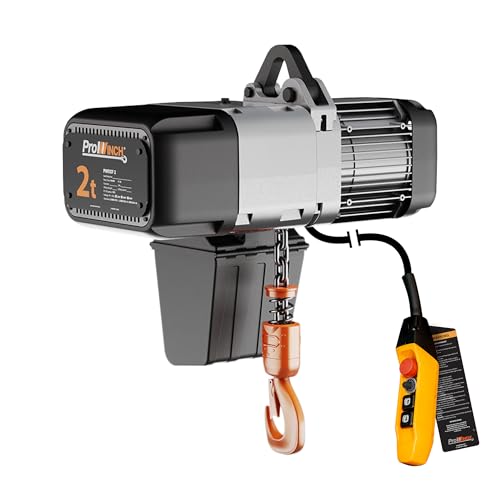 Prowinch 2 Ton Electric Chain Hoist with Variable Speed Control, 440~480V 50~60HZ, 3-Phase, Featuring a 20ft G100 Nickel Chain and Ideal for Heavy-Duty Lifting