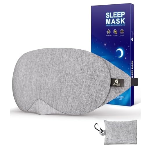 Mavogel Cotton Sleep Eye Mask - Updated Design Light Blocking Sleep Mask, Soft and Comfortable Night Eye Mask for Men Women, Eye Blinder for Travel/Sleeping, Includes Travel Pouch, Grey