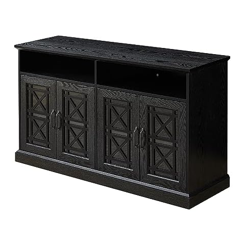 SUPPNEED 53" TV Console/Storage Buffet Cabinet/Sideboard, Black- Wood Grain Finish Cover