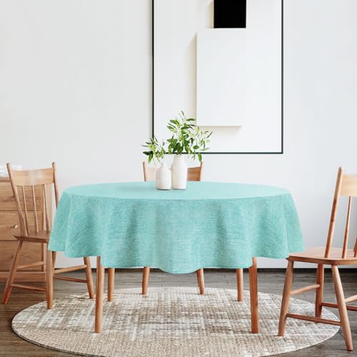 DWCN Blau Tischdecke Rund 140cm Abwaschbar Wetterfest Waschbar Tischtuch – Ansicht 5