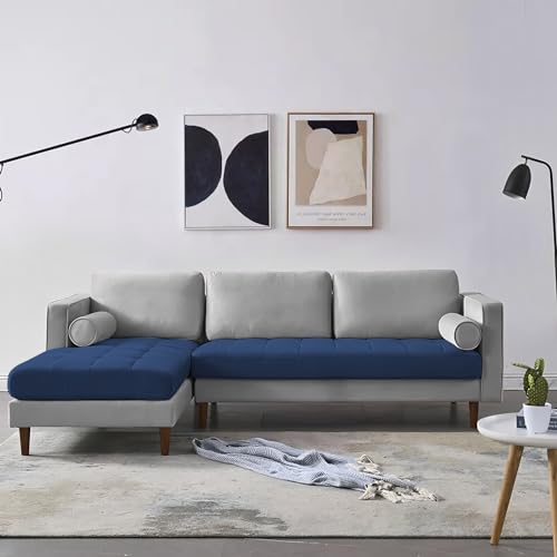 Image of Lezra LHS 4 Seater L Shape Sofa Set for Living Room (Blue Grey Fabric) Premium Fabric Sofa
