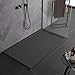 Piatto doccia antracite, 80x150, effetto pietra ardesia, prodotto Luxury, slim 3cm. in marmo e resina