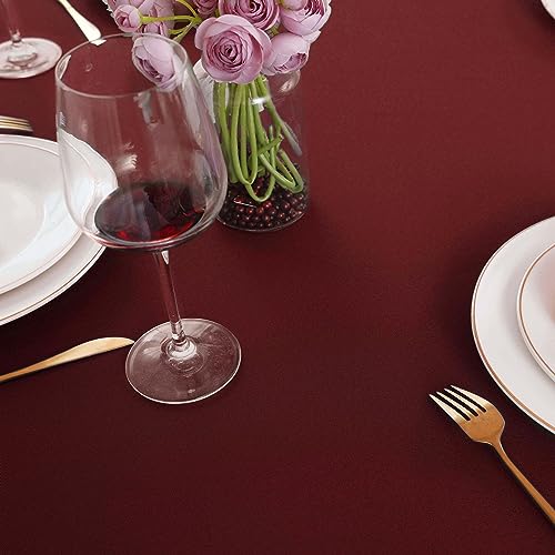 Image of FOLINS&HOME Burgundy Rectangle Waterproof Tablecloth, 90 x 132 Inch