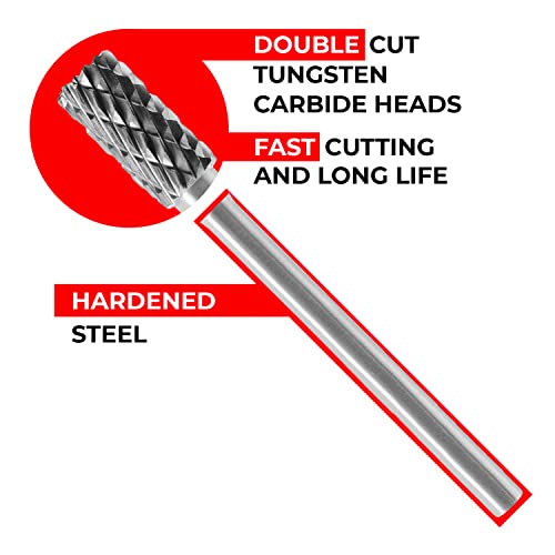 Tungsten Carbide Burr Set 1/8 (3 mm) Shank, Die Grinder Bits, 20 PC Cutting Burr Bits for Dremel, Double Cut Rotary Burr Set for Metall Carving, Engraving, Drilling, Polishing