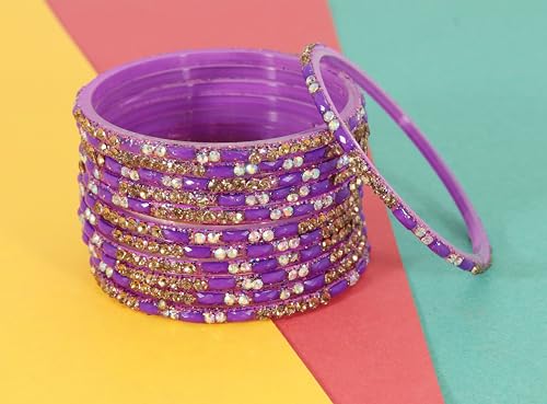 Purple Stone Glass Bangles Kaanch ki Choodiyan
