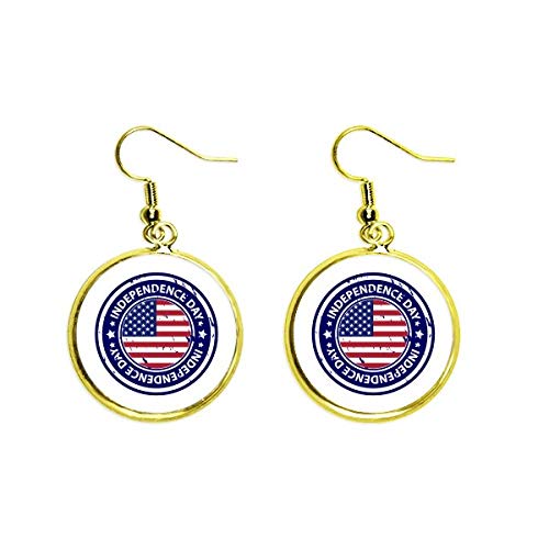 Pendientes de gota dorados con sello del Día de la Independencia para mujer