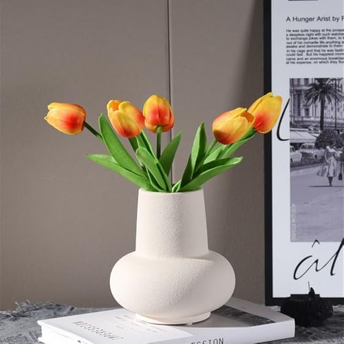 Vase en céramique blanche irrégulière pour composition florale moderne - 8