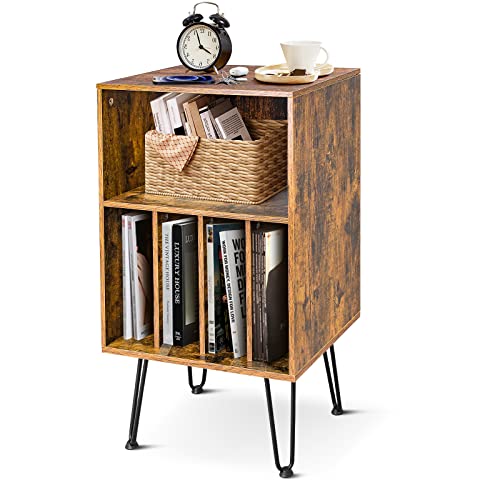 Record Player Stand With Storage, Record Player Stand, Turntable Stand With Record Storage, Wood Record Storage Cabinet With Metal Legs, Record Player Table Holds Up To 180 Albums For Home (Brown) #TOP15
